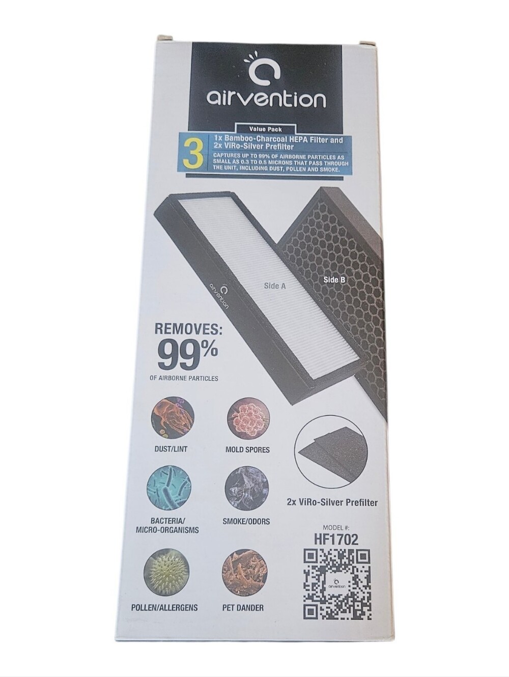 Airvention 1x Bamboo Charcoal HEPA Filter & 2x Viro Silver Prefilters HF1702
